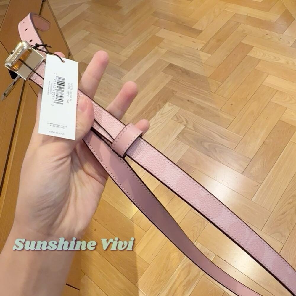 NWT Coach Classic Buckle Cut To Size Reversible Belt, 18 Mm CX058 Powder Pink - Picture 2 of 8